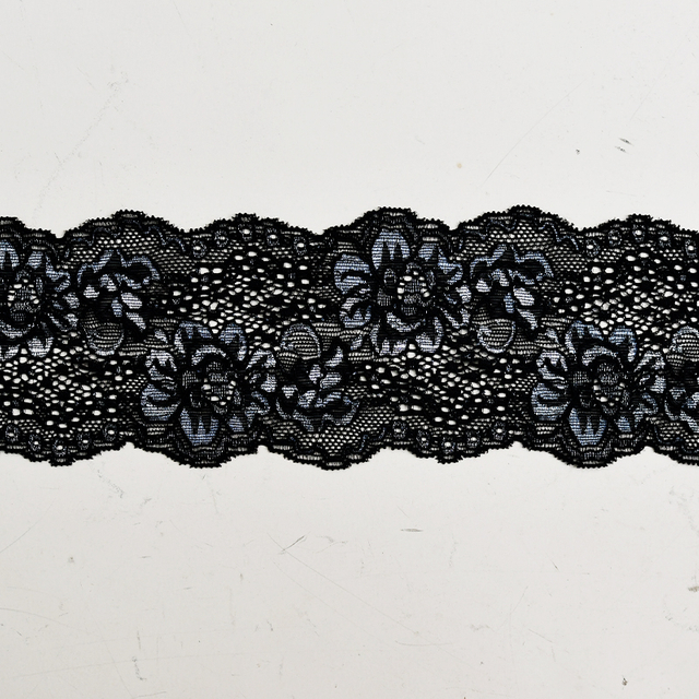 7.5cm Wholesale Bicolor knitted Elastic Lace Trim, nylon spandex stretch lace trim for women dress 6283#