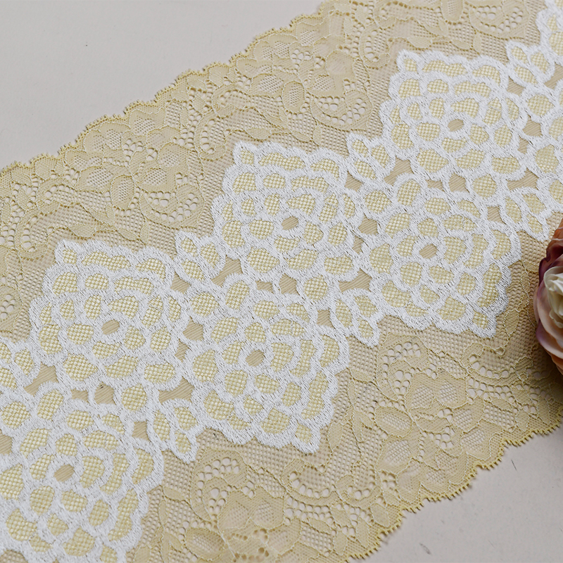 Professional Lace Manufacturer High Quality 20cm Stretch White Floral Lace Trim for Women 5101-20#