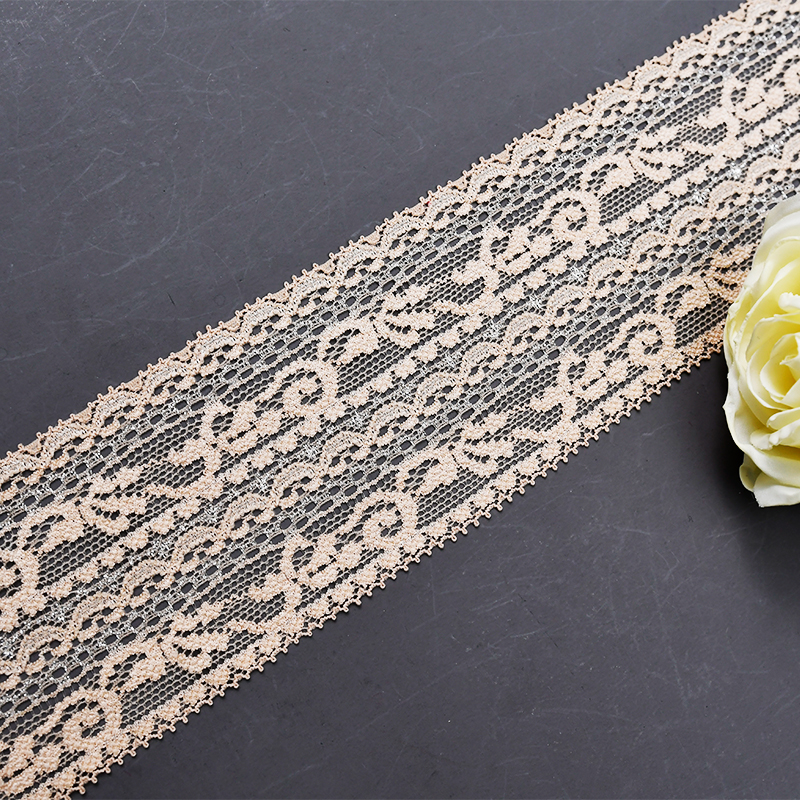 6.5cm Wholesale Bicolor knitted Elastic Lace Trim, nylon spandex stretch lace trim for women dress 106629#