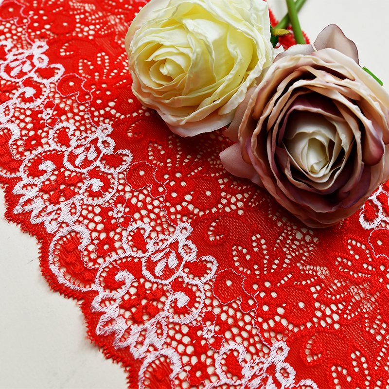 Professional Lace Manufacturer High Quality 18cm Stretch White Floral Lace Trim for Women K139#