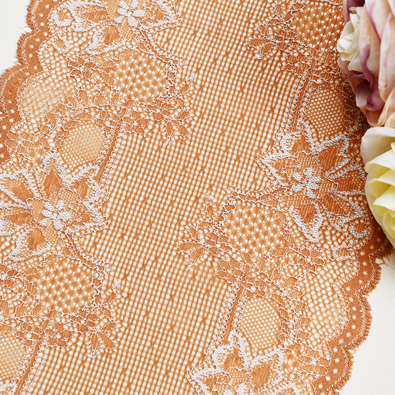 Professional Lace Manufacturer High Quality 17cm Stretch White Floral Lace Trim for Women AB01#