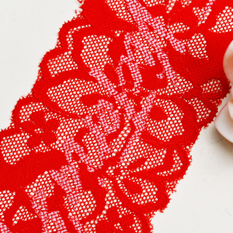 7.1cm Wholesale Bicolor knitted Elastic Lace Trim, nylon spandex stretch lace trim for women dress 116666#