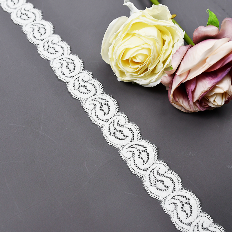 High Quality Stretch Nylon Lace Trim 2.5cm Nylon Lace Fabric Nylon Spandex Lace for Bra And Underwear Wedding Decoration 00741#