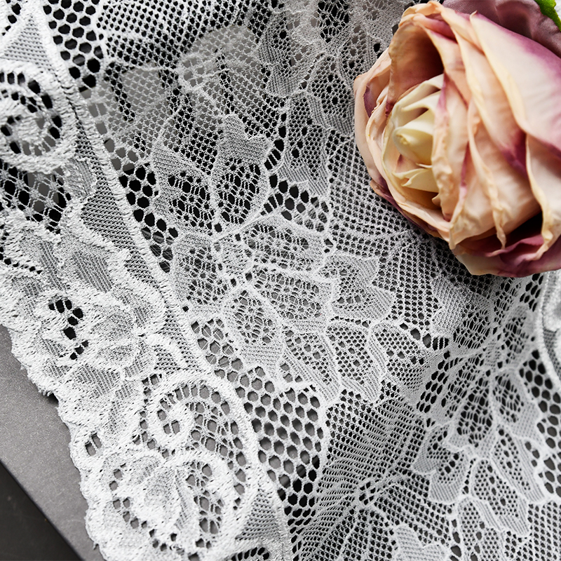 Ready Stock Lace High Quality 19cm Women's Elastic Floral Lace Trim 1314#