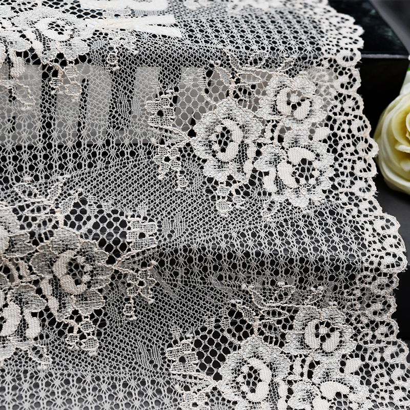 Professional Lace Manufacturer High Quality 18.5cm Stretch White Floral Lace Trim for Women 4082#