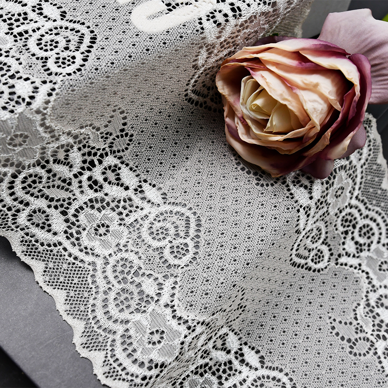 Elegant Mesh Elastic Lace Trim 17cm Spandex Lace Fabric Elastic Lace Women's Dress Underwear Bra 6659#