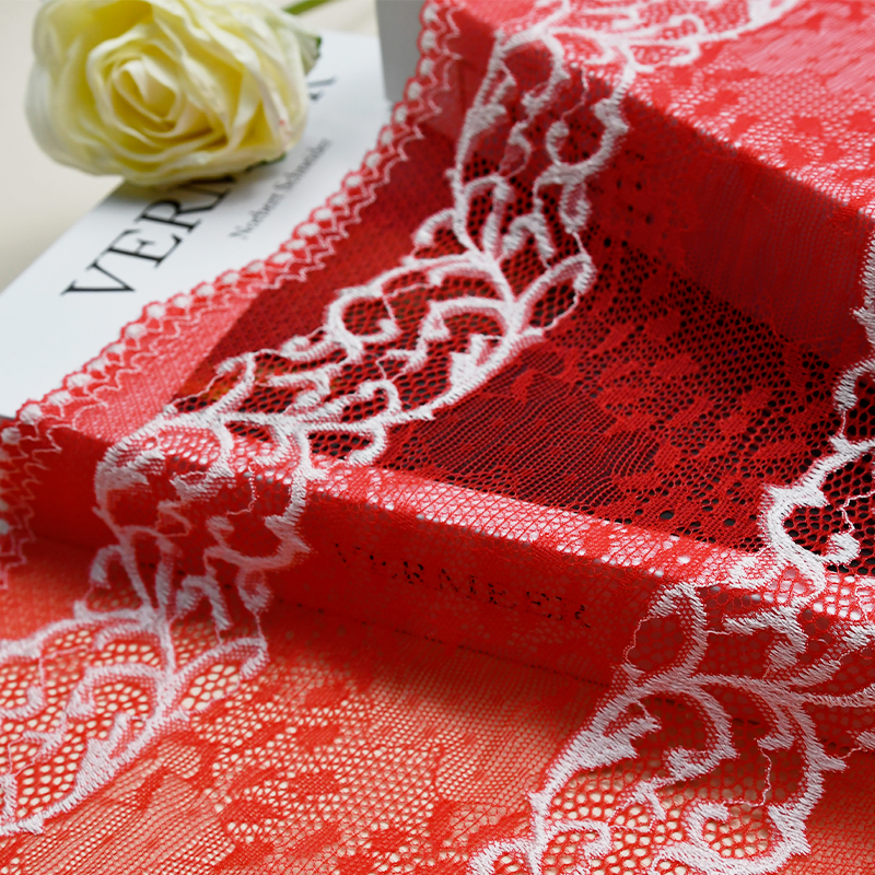 Ready Stock Lace High Quality 21cm Women's Elastic Floral Lace Trim 6119#