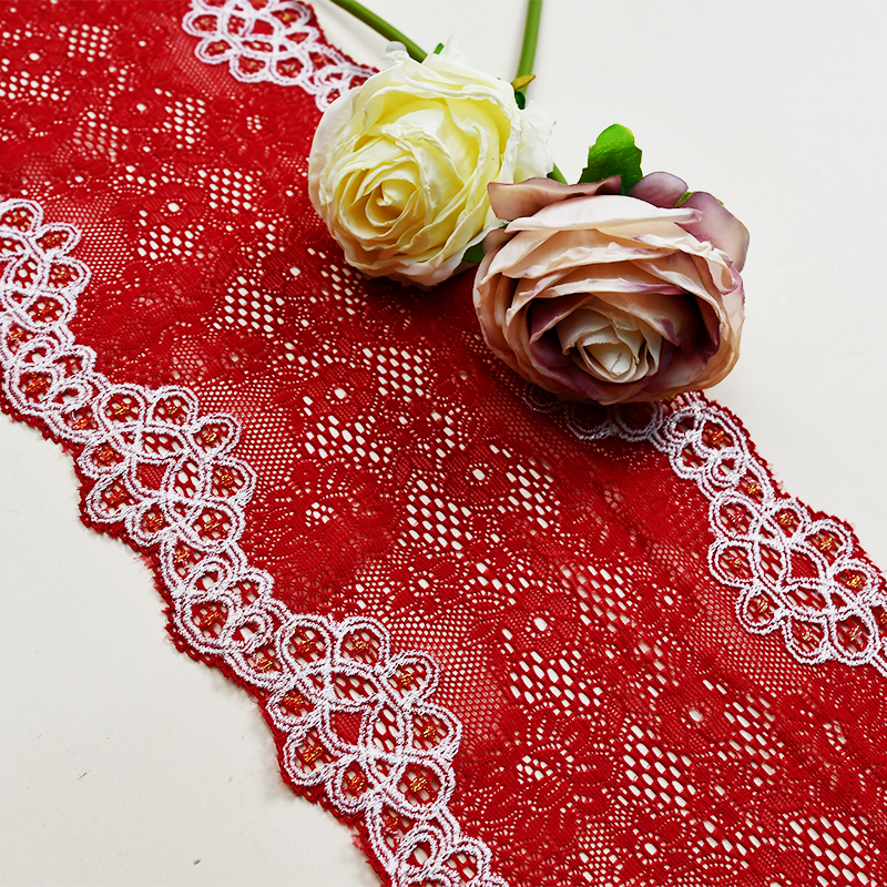 Professional Lace Manufacturer High Quality 15cm Stretch White Floral Lace Trim for Women E028#
