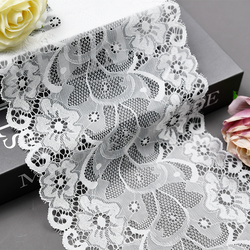 Professional Lace Manufacturer High Quality16.5cm Stretch White Floral Lace Trim for Women59017#