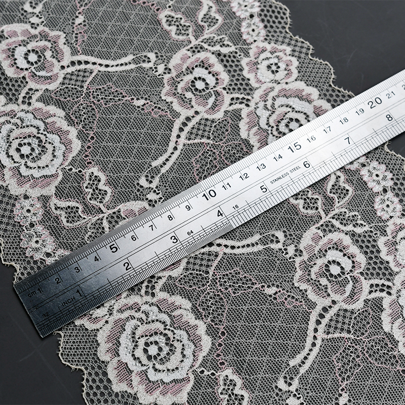 Professional Lace Manufacturer High Quality 19.5cm Stretch White Floral Lace Trim for Women A040#