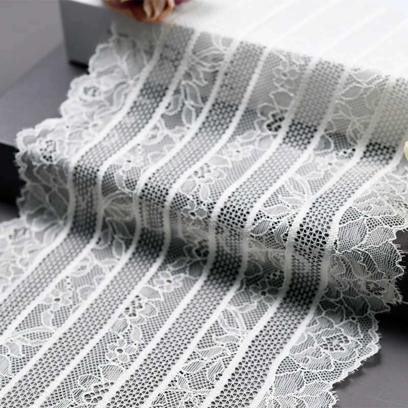 Professional Lace Manufacturer High Quality20cm Stretch White Floral Lace Trim for Women616022#