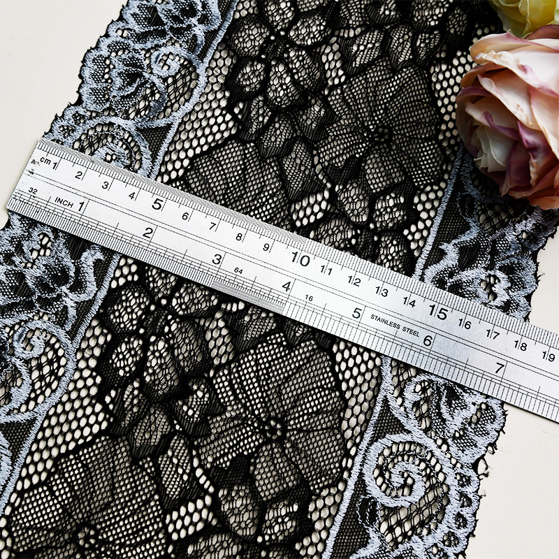 Professional Lace Manufacturer High Quality 18.5cm Stretch White Floral Lace Trim for Women 1314A#