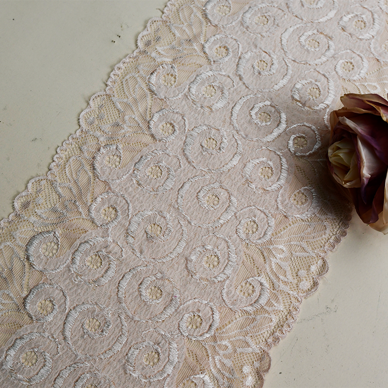 Professional Lace Manufacturer High Quality 17cm Stretch White Floral Lace Trim for Women K160#