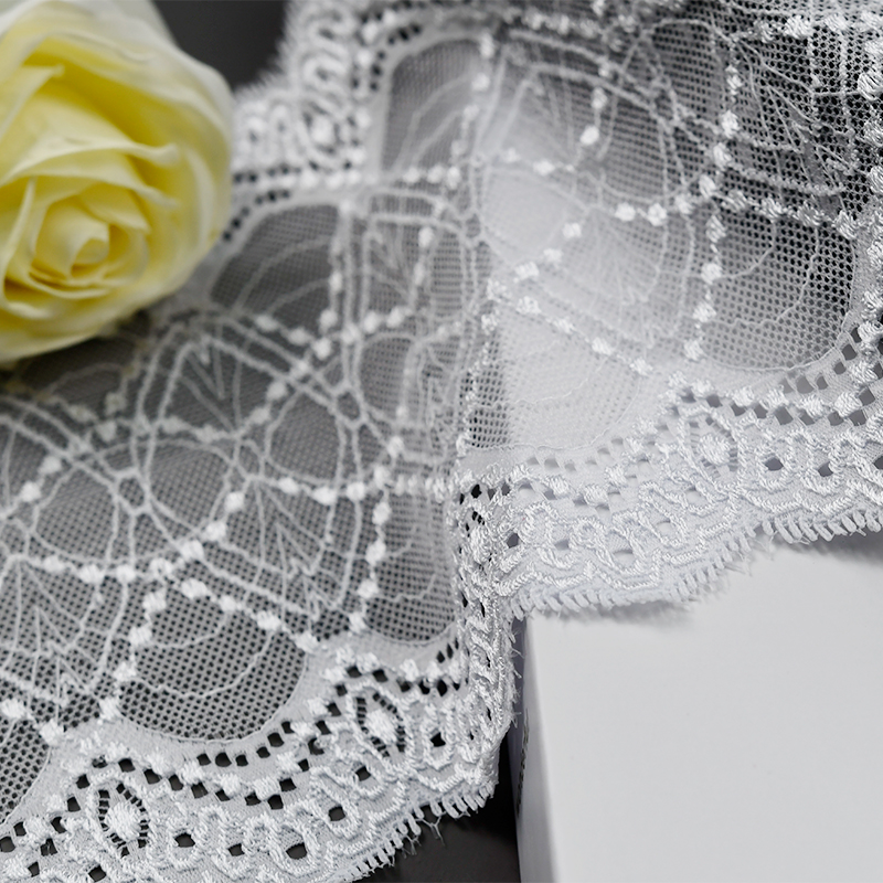 Professional Lace Manufacturer High Quality 18cm Stretch White Floral Lace Trim for Women 2207#