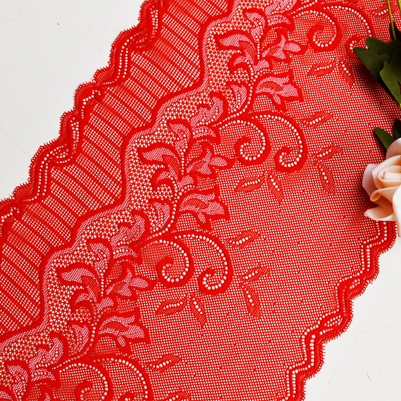 Ready Stock Lace High Quality 20.5cm Women's Elastic Floral Lace Trim 6130#