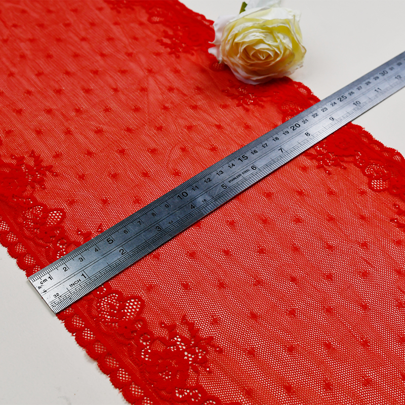 Professional Lace Manufacturer High Quality23.5cm Stretch White Floral Lace Trim for Women7027#