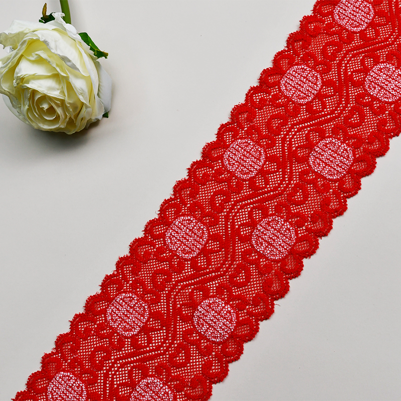 8.5CM Wholesale Bicolor knitted Elastic Lace Trim, nylon spandex stretch lace trim for women dress 00391#