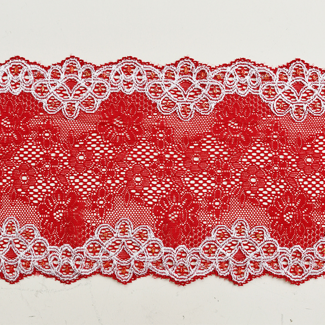Professional Lace Manufacturer High Quality 15cm Stretch White Floral Lace Trim for Women E028#
