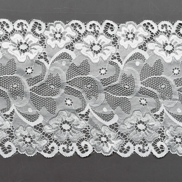 Professional Lace Manufacturer High Quality16.5cm Stretch White Floral Lace Trim for Women59017#