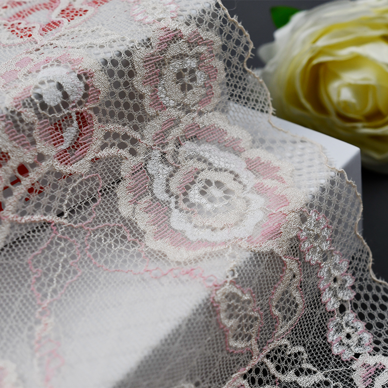 Professional Lace Manufacturer High Quality 19.5cm Stretch White Floral Lace Trim for Women A040#
