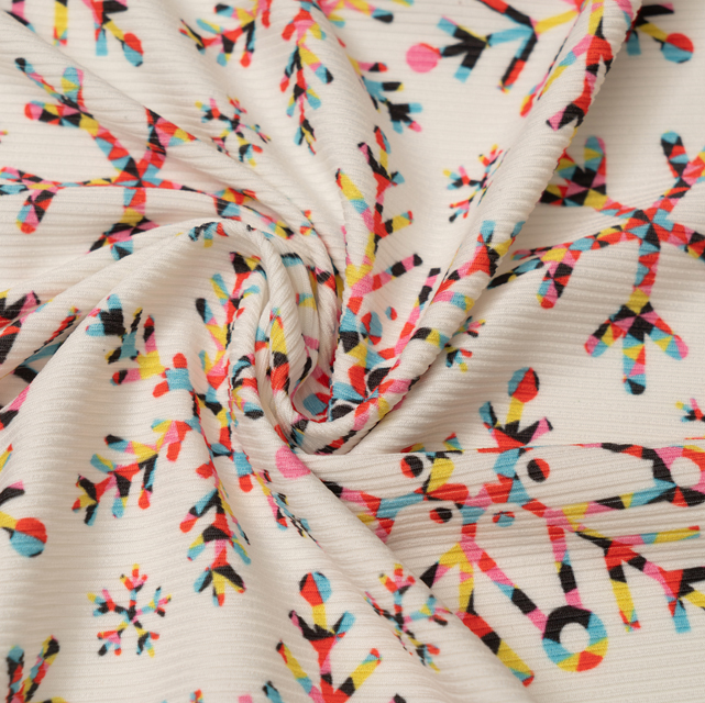 Custom Rib Knit Textile Fabric 90%Polyester 10%Spandex Printed Ribbed Knit Stretch Fabric for Swimwear Yoga Garment