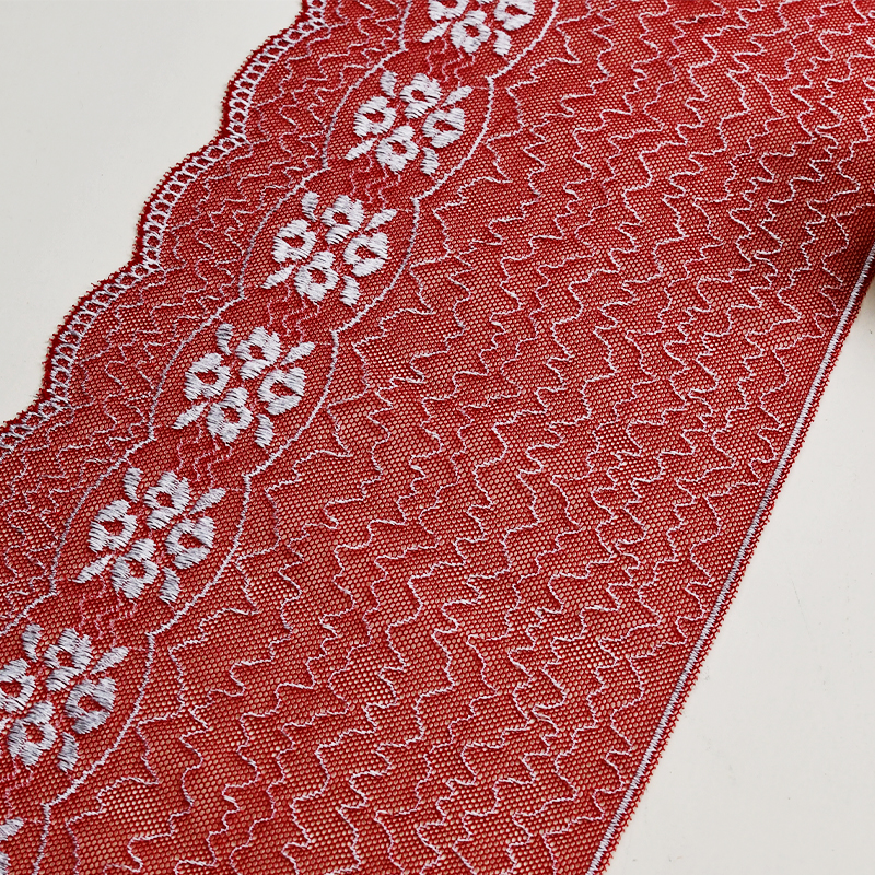 Professional Lace Manufacturer High Quality 15.5cm Stretch White Floral Lace Trim for Women 02187#
