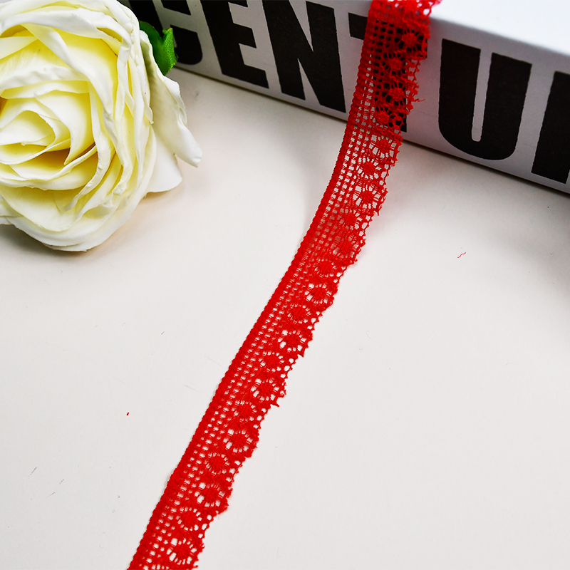 Elastic Lace 1.5CM Fashion 3D Nylon Spandex Stretch White Floral Lace Trim 7702#