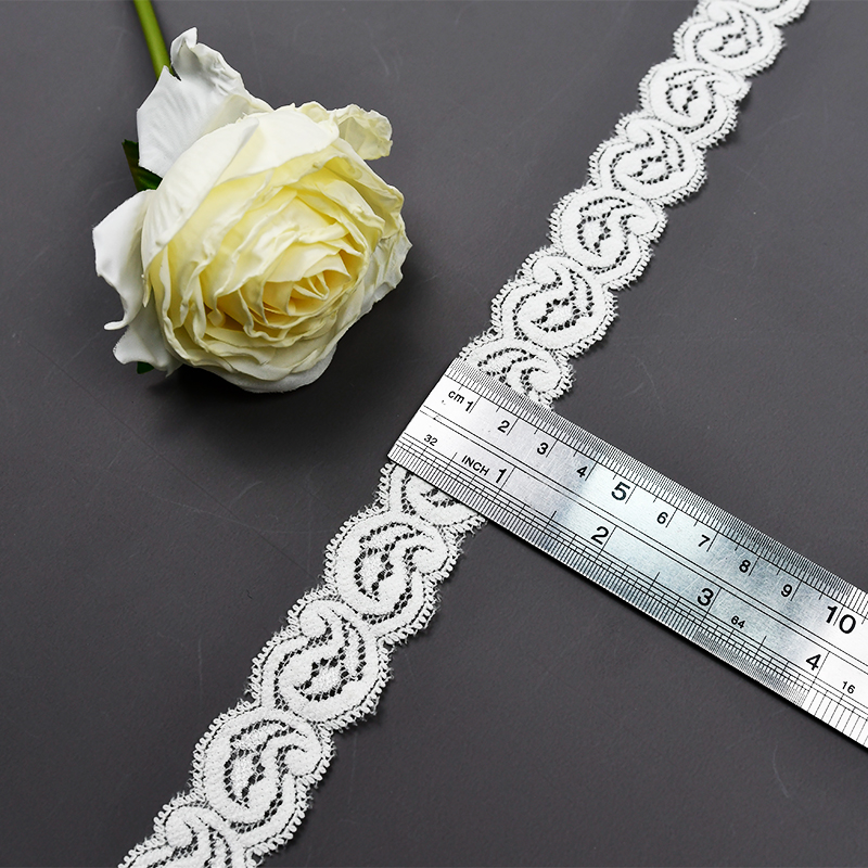High Quality Stretch Nylon Lace Trim 2.5cm Nylon Lace Fabric Nylon Spandex Lace for Bra And Underwear Wedding Decoration 00741#