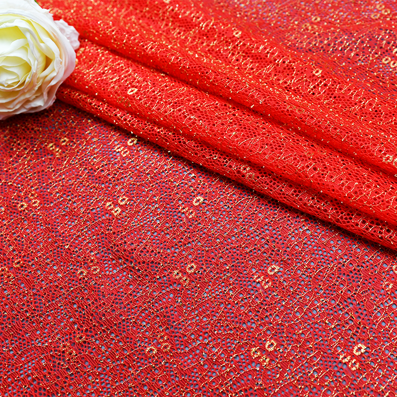 Wholesale two-color knitted elastic lace fabric women's dress 80669#