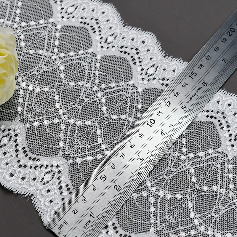 Professional Lace Manufacturer High Quality 18cm Stretch White Floral Lace Trim for Women 2207#