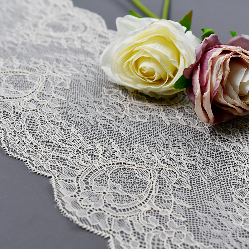 Professional Lace Manufacturer High Quality17cm Stretch White Floral Lace Trim for Women7213#
