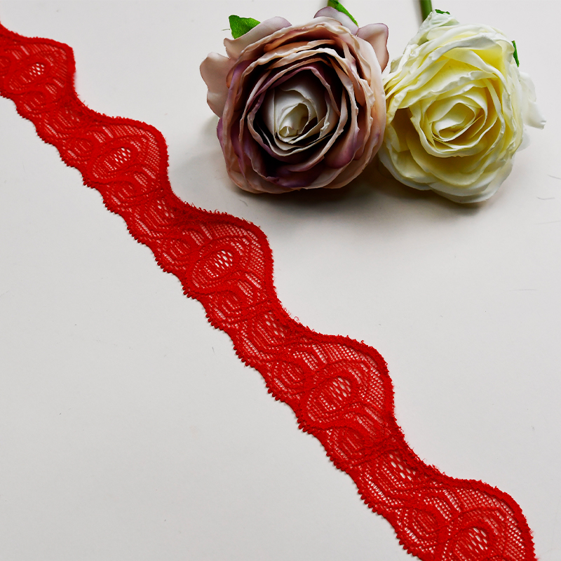 Elastic Lace 3.5CM Fashion 3D Nylon Spandex Stretch White Floral Lace Trim 106315#