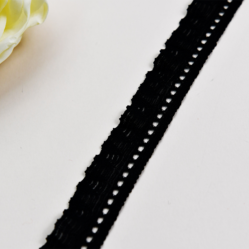 Elastic Lace 1.5CM Fashion 3D Nylon Spandex Stretch White Floral Lace Trim 116673#