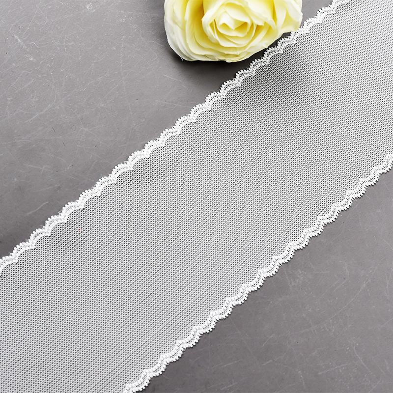 Elastic Lace 9CM Fashion 3D Nylon Spandex Stretch White Floral Lace Trim 5458A#