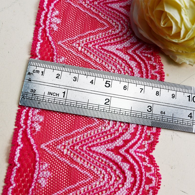 8CM Wholesale Bicolor knitted Elastic Lace Trim, nylon spandex stretch lace trim for women dress 01511#