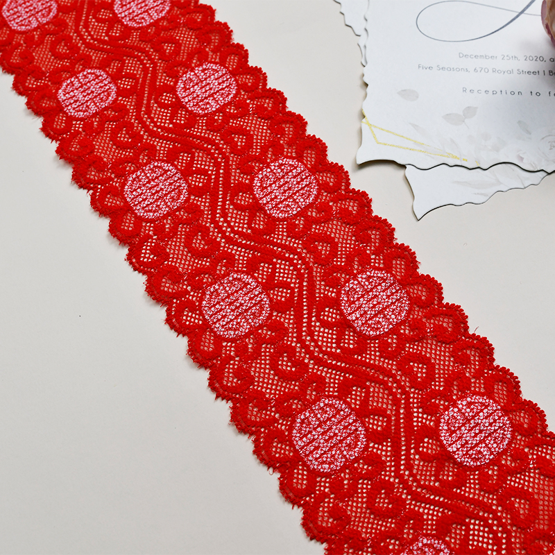 8.5CM Wholesale Bicolor knitted Elastic Lace Trim, nylon spandex stretch lace trim for women dress 00391#