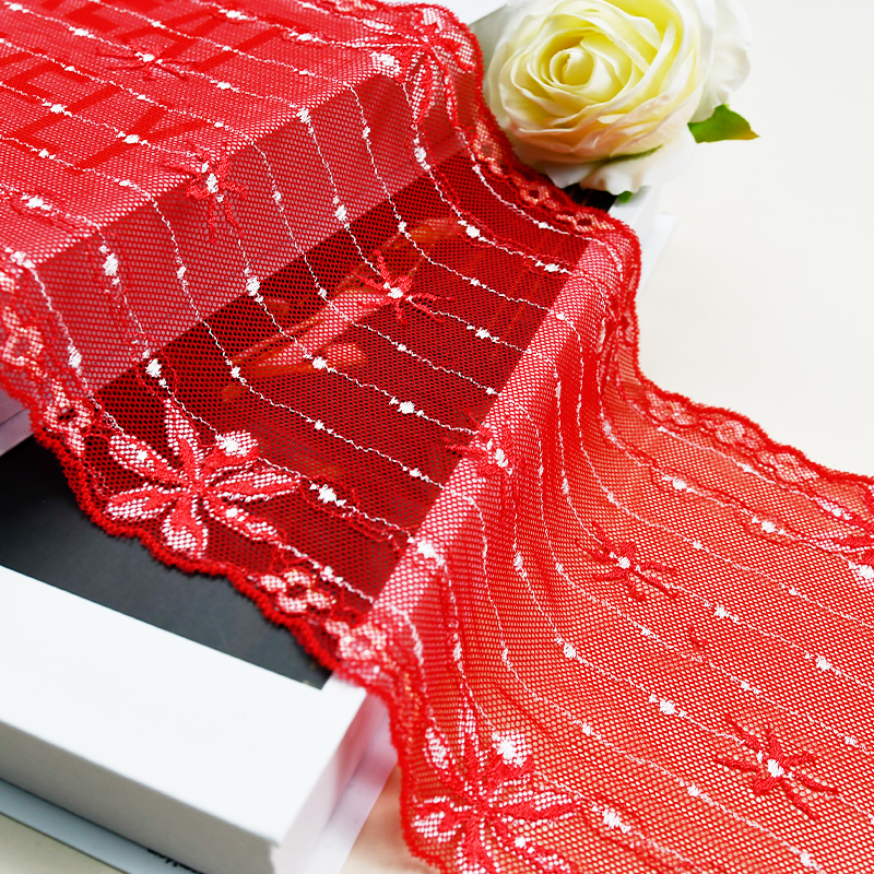 Ready Stock Lace High Quality 18cm Women's Elastic Floral Lace Trim2420#
