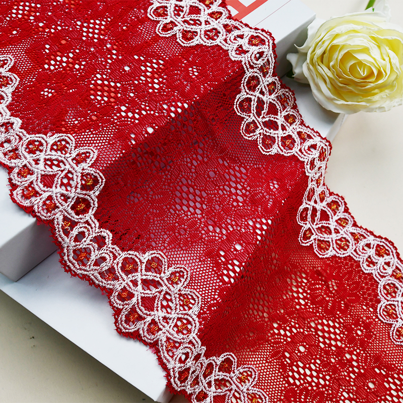 Professional Lace Manufacturer High Quality 15cm Stretch White Floral Lace Trim for Women E028#