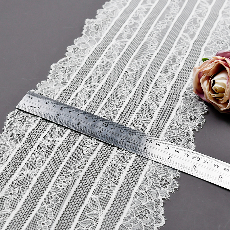 Professional Lace Manufacturer High Quality20cm Stretch White Floral Lace Trim for Women616022#