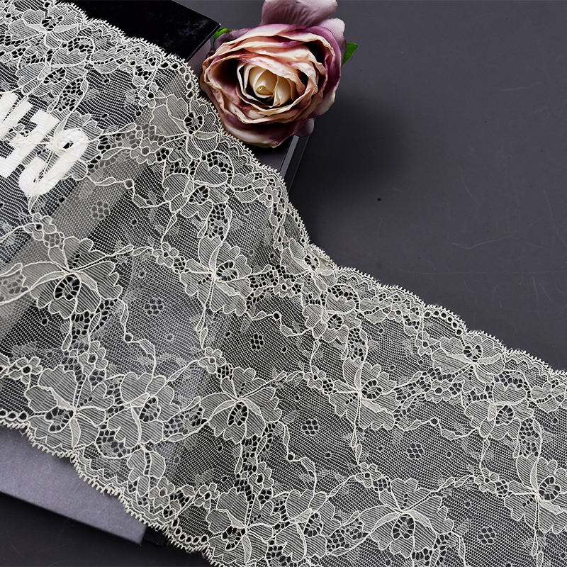 Elegant Mesh Elastic Lace Trim 17cm Spandex Lace Fabric Elastic Lace Women's Dress Underwear Bra 26516#