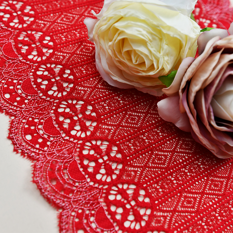 Ready Stock Lace High Quality 19cm Women's Elastic Floral Lace Trim 65150#