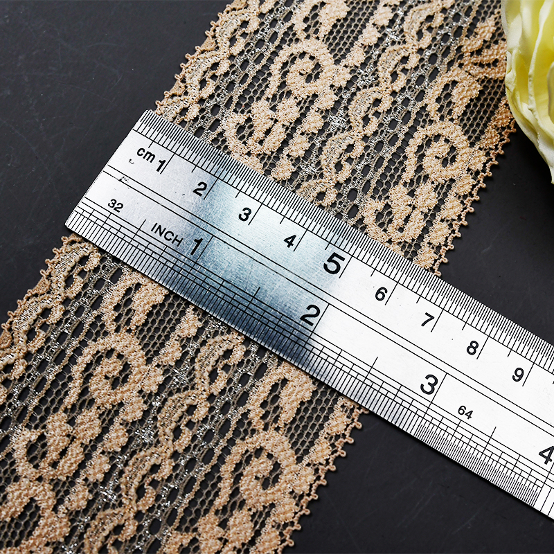 6.5cm Wholesale Bicolor knitted Elastic Lace Trim, nylon spandex stretch lace trim for women dress 106629#