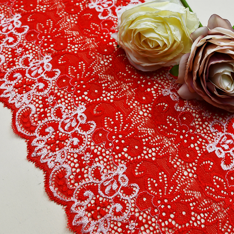 Professional Lace Manufacturer High Quality 18cm Stretch White Floral Lace Trim for Women K139#