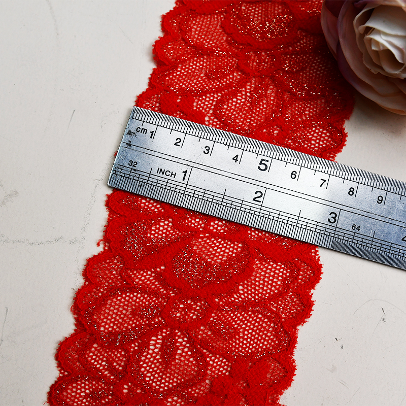 7cm Wholesale Bicolor knitted Elastic Lace Trim, nylon spandex stretch lace trim for women dress 116695-1#