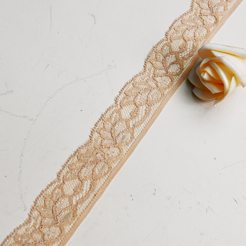 3.7cm Wholesale Bicolor knitted Elastic Lace Trim, nylon spandex stretch lace trim for women dress 106252#