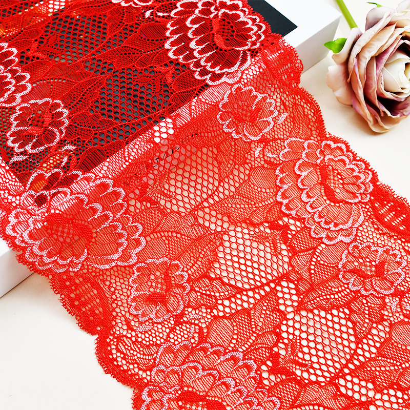 Professional Lace Manufacturer High Quality 18.5cm Stretch White Floral Lace Trim for Women B073#