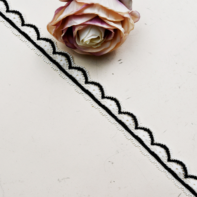 2cm Wholesale Bicolor knitted Elastic Lace Trim, nylon spandex stretch lace trim for women dress 61100-2#