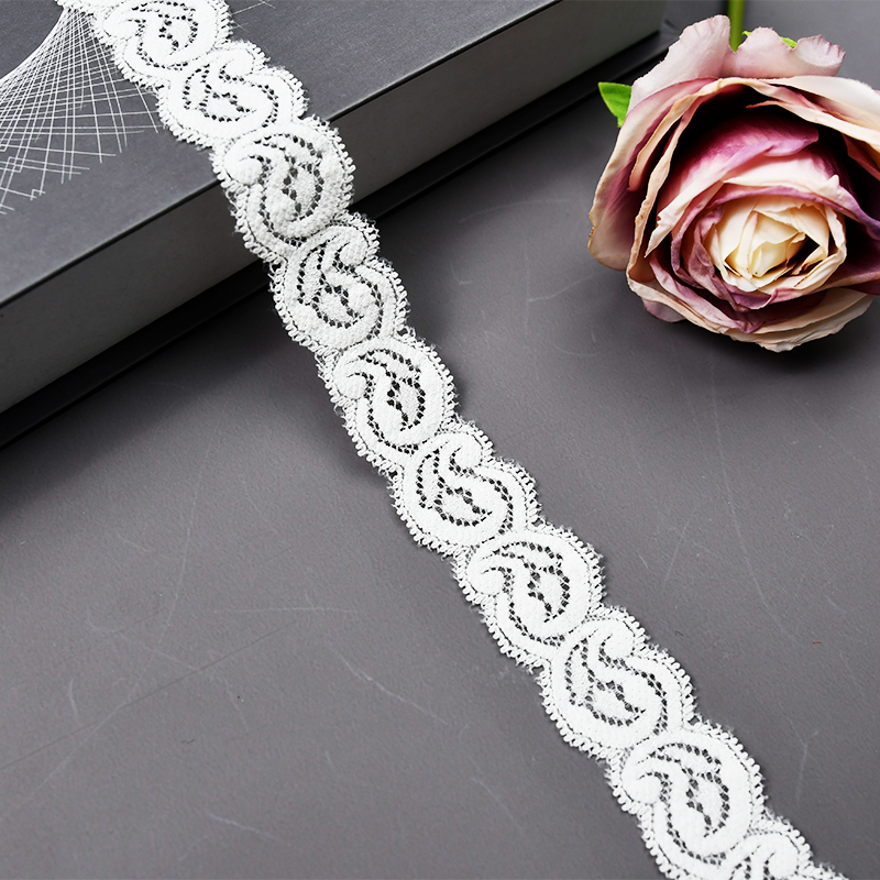 High Quality Stretch Nylon Lace Trim 2.5cm Nylon Lace Fabric Nylon Spandex Lace for Bra And Underwear Wedding Decoration 00741#