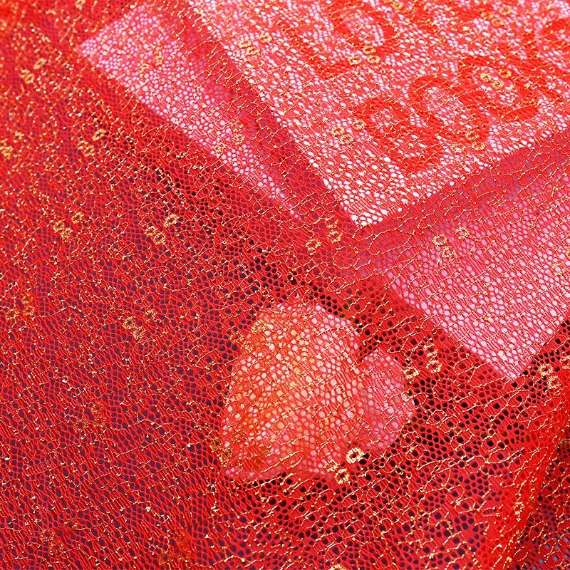 Wholesale two-color knitted elastic lace fabric women's dress 80669#