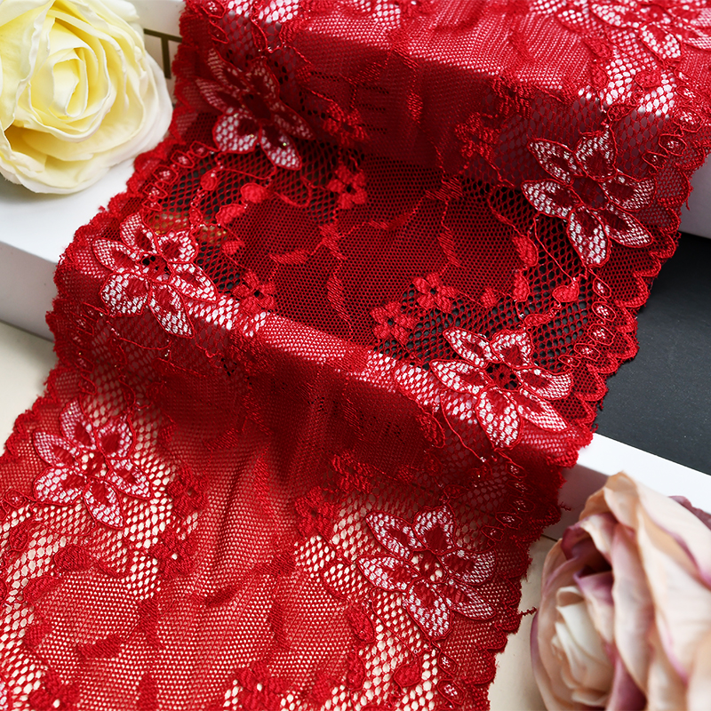 Ready Stock Lace High Quality 16cm Women's Elastic Floral Lace Trim 6514#